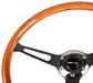 NRG Reinforced Steering Wheel (360mm) Classic Wood Grain w/Chrome Cutout 3-Spoke Center - Lunaticsco