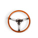NRG Reinforced Steering Wheel (360mm) Classic Wood Grain w/Chrome Cutout 3-Spoke Center - Lunaticsco