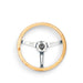NRG Reinforced Steering Wheel (380mm) Light Wood Grain w/3-Spoke Center Shinny Chrome - Lunaticsco