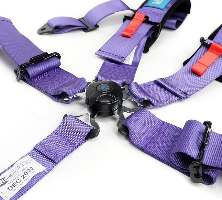 NRG SFI 16.1 5Pt 3 Inch Seat Belt Harness with Pads / Cam Lock - Purple - Lunaticsco