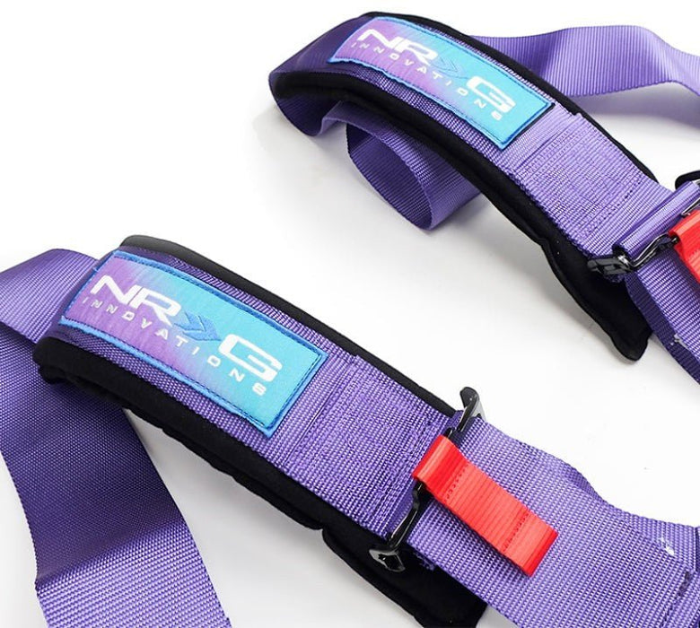 NRG SFI 16.1 5Pt 3 Inch Seat Belt Harness with Pads / Cam Lock - Purple - Lunaticsco