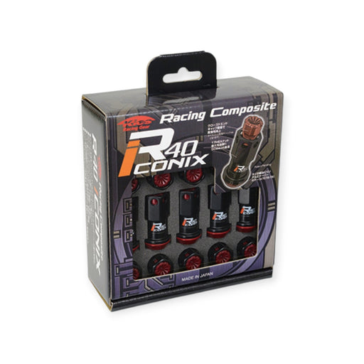 Project Kics R40 Iconix Lug Nuts Black | M12x1.50 (20-Piece Set, No Locks) - Lunaticsco