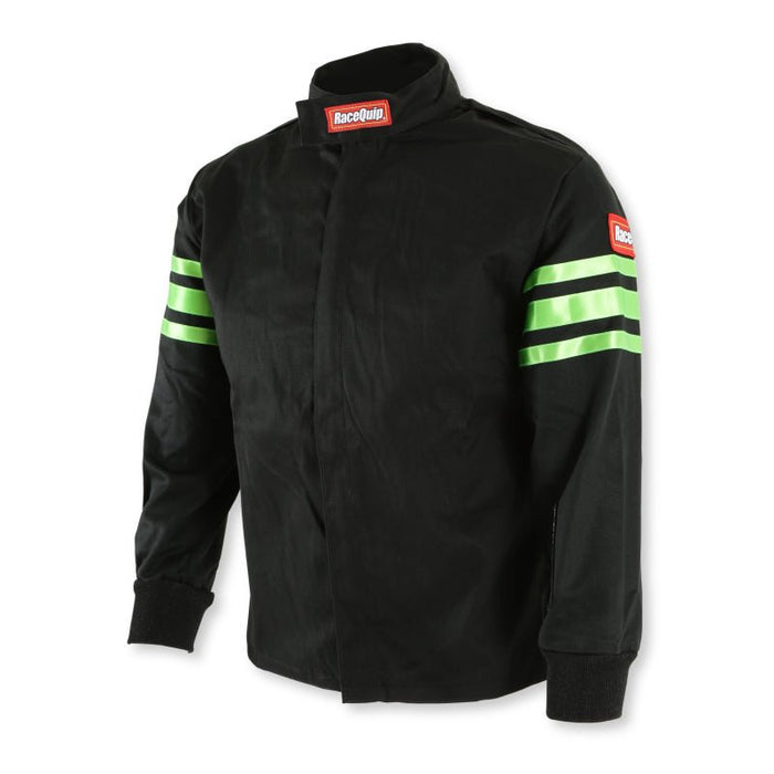RaceQuip Black/Green Trim SFI-1 Jacket Youth - Medium (Part #1960793) - Lunatics Company