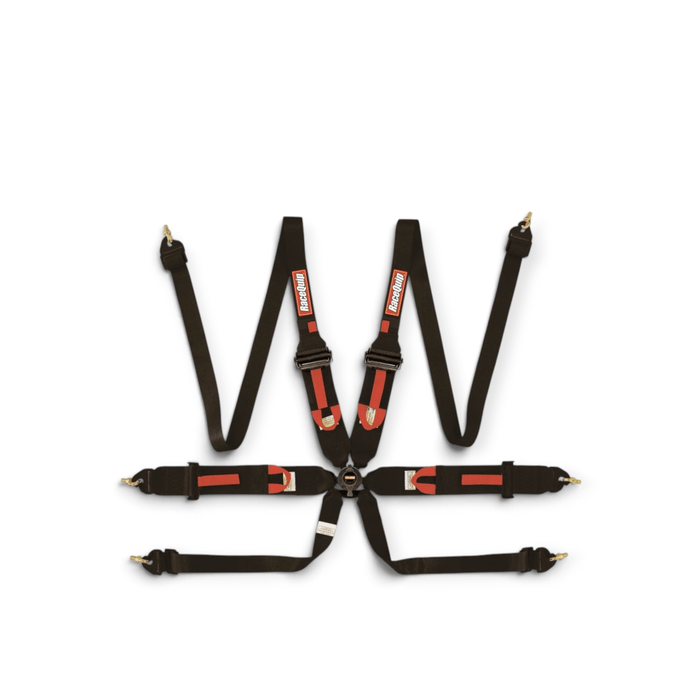 RaceQuip Camlock 6-Point 2In Racing Harness, FIA 8853, Pull-Up Lap, HNR Compatible, Black - LunaticsCo