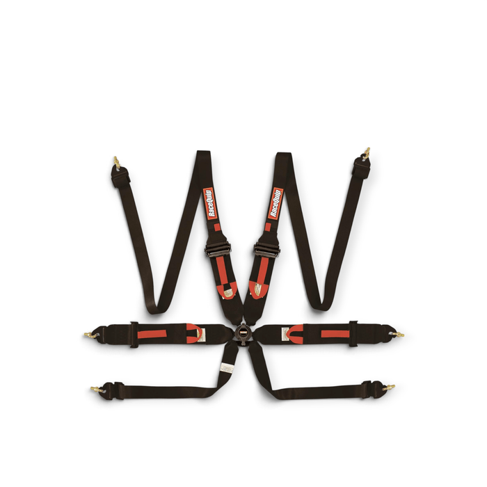 RaceQuip Camlock 6-Point 2In Racing Harness, FIA 8853, Pull-Up Lap, HNR Compatible, Black - LunaticsCo