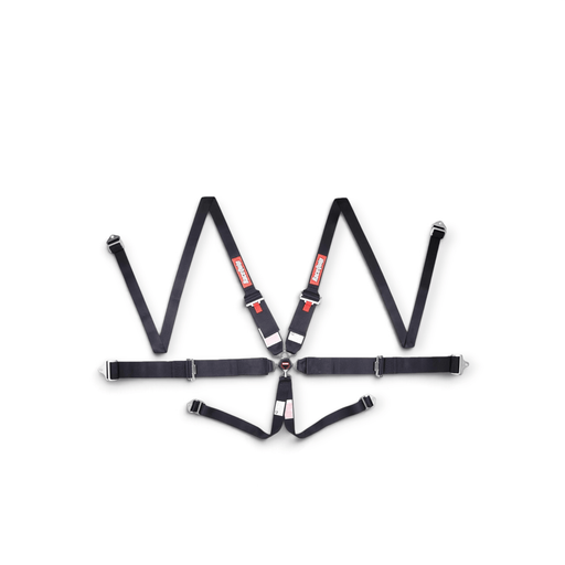 RaceQuip Camlock 6-Point 2In Racing Harness, SFI 16.1, Pull-Up Lap, HNR Compatible, Black - LunaticsCo