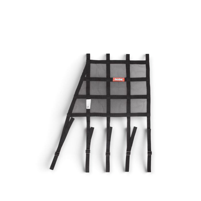 RaceQuip Hybrid Style Window Net, SFI 27.1, 18H x 18W, Black (Angle Front) - LunaticsCo
