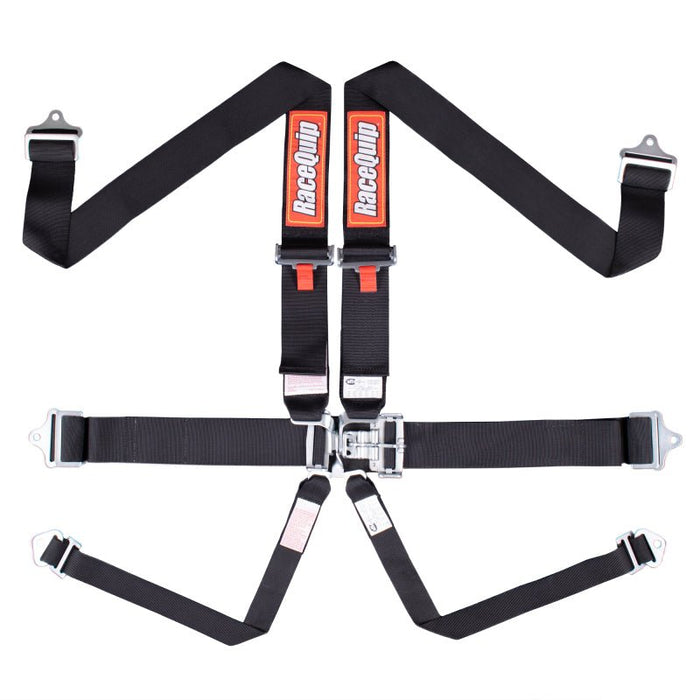RaceQuip Latch & Link 6-Point 2In Racing Harness, SFI 16.1, Black (Part #712002) - Lunatics Company