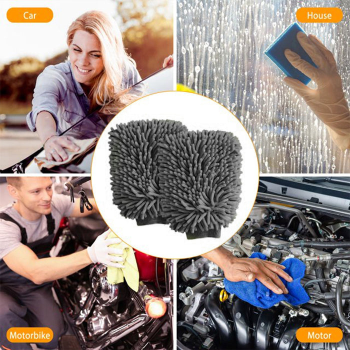 WASH&WHIPS Microfiber Chenille Car Cleaning Mitt - 2pk - LunaticsCo