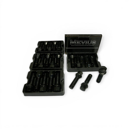 Wheel Mate Mevius Lug Bolt Set of 20 - Black 12x1.50 27mm Cone 60 DEG TAP - Lunaticsco