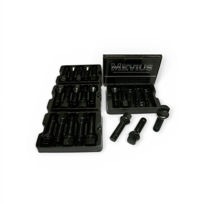 Wheel Mate Mevius Lug Bolt Set of 20 - Black 12x1.50 27mm Cone 60 DEG TAP - Lunaticsco