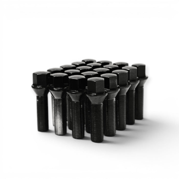 Wheel Mate Mevius Lug Bolt Set of 20 - Black 12x1.50 50mm Cone 60 DEG TAP - Lunaticsco