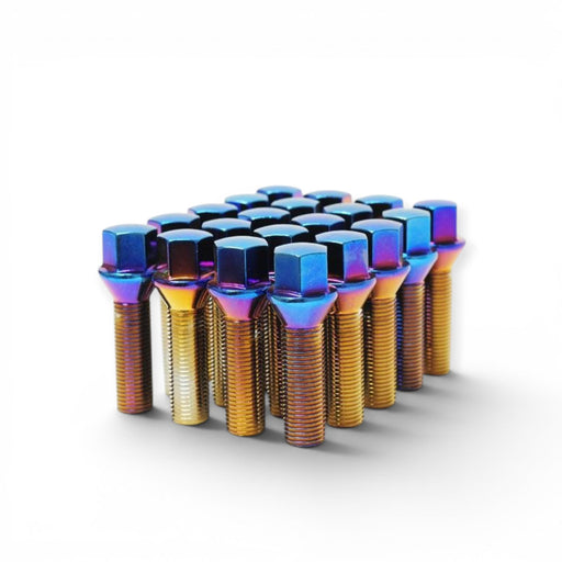 Wheel Mate Mevius Lug Bolt Set of 20 - Blue Neon 12x1.50 40mm Cone 60 DEG TAP - Lunaticsco