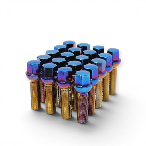 Wheel Mate Mevius Lug Bolt Set of 20 - Blue Neon 12x1.50 40mm Cone 60 DEG TAP - Lunaticsco