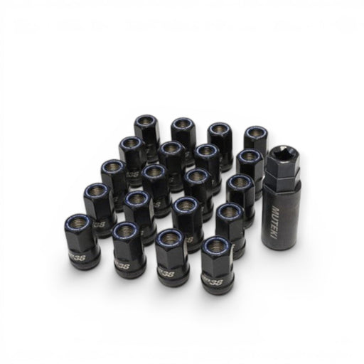 Wheel Mate Muteki HR38 Open End Lug Nuts 12x1.25 Titanium Chrome / Blue Ring - Lunaticsco