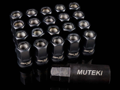 Wheel Mate Muteki HR38 Open End Lug Nuts 12x1.50 Black / Black Ring - Lunaticsco