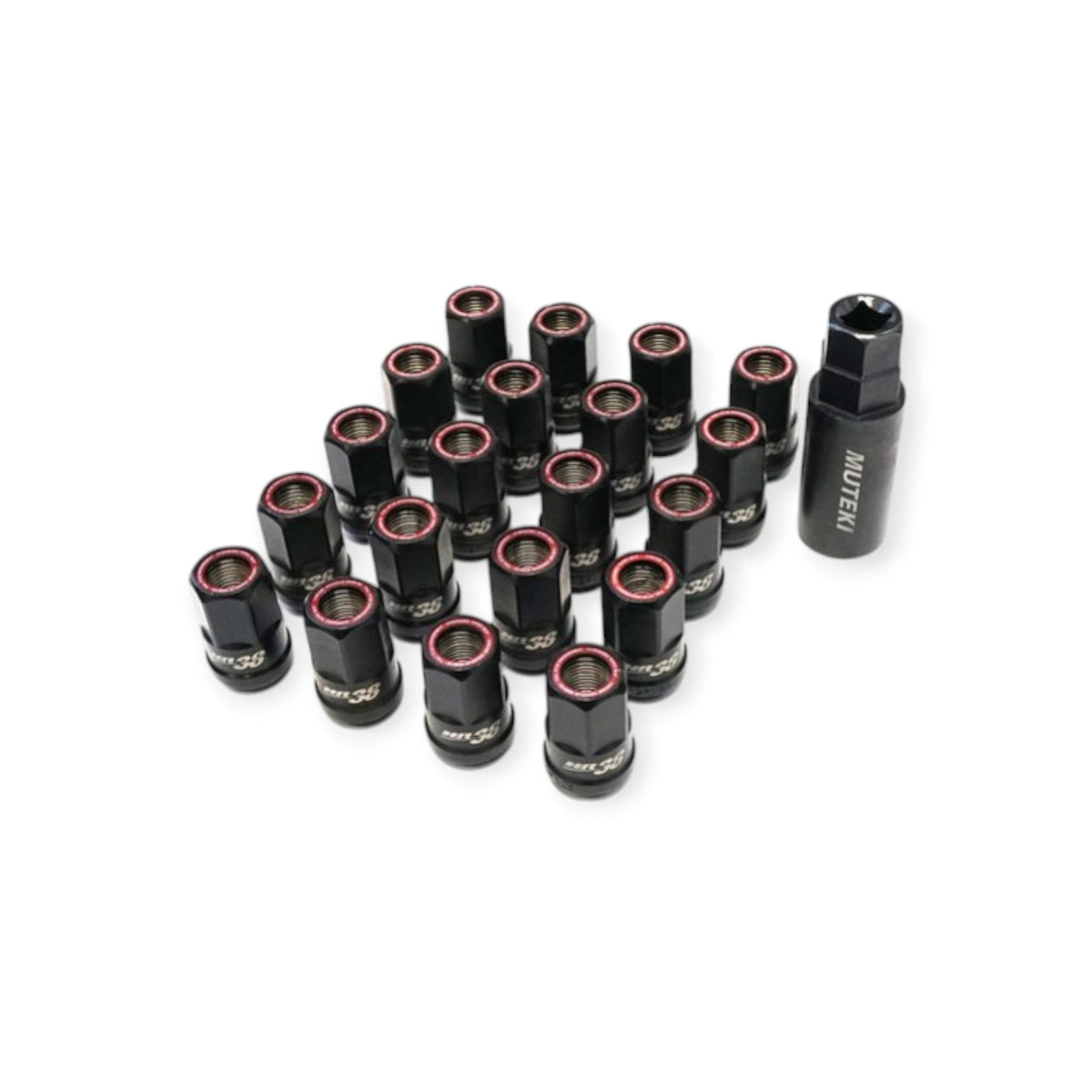 Wheel Mate Muteki HR38 Open End Lug Nuts 12x1.25 Black Chrome / Blue Ring main image 0