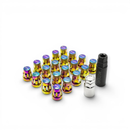 Wheel Mate Muteki SR35 Close End Lug Nuts w/ Lock Set - Neon 12x1.25 35mm - Lunaticsco