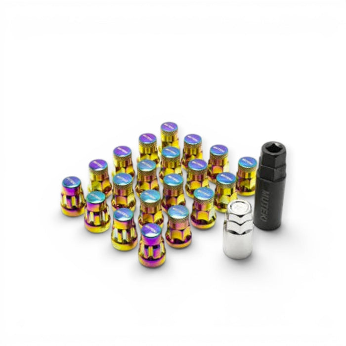 Wheel Mate Muteki SR35 Close End Lug Nuts w/ Lock Set - Neon 12x1.25 35mm - Lunaticsco
