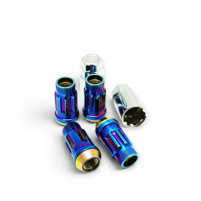 Wheel Mate Muteki SR45R Lug Nut Kit Lock Set 12x1.50 45mm - Burned Blue Neon - Lunaticsco