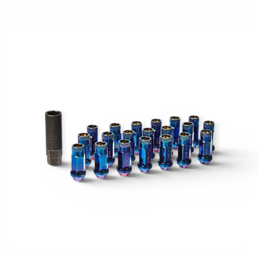 Wheel Mate Muteki SR48 Open End Locking Lug Nut Set of 4 - Burning Blue Neon 12x1.50 48mm - Lunaticsco