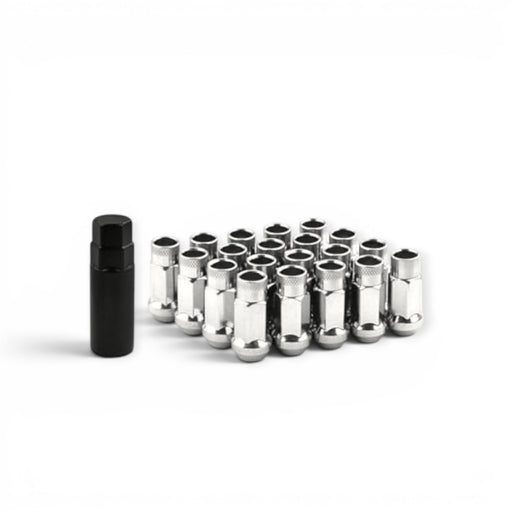 Wheel Mate Muteki SR48 Open End Locking Lug Nut Set of 4 - Satin Silver 12x1.50 48mm - Lunaticsco