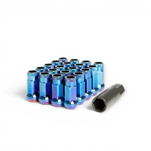 Wheel Mate Muteki SR48 Open End Lug Nuts - Burning Blue Neon 12x1.25 48mm - Lunaticsco