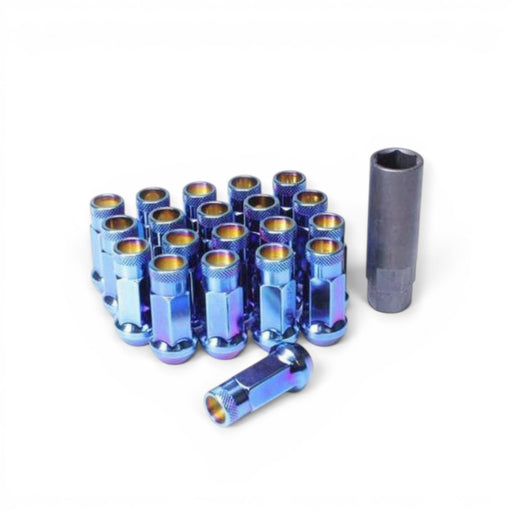 Wheel Mate Muteki SR48 Open End Lug Nuts - Burning Blue Neon 12x1.25 48mm - Lunaticsco