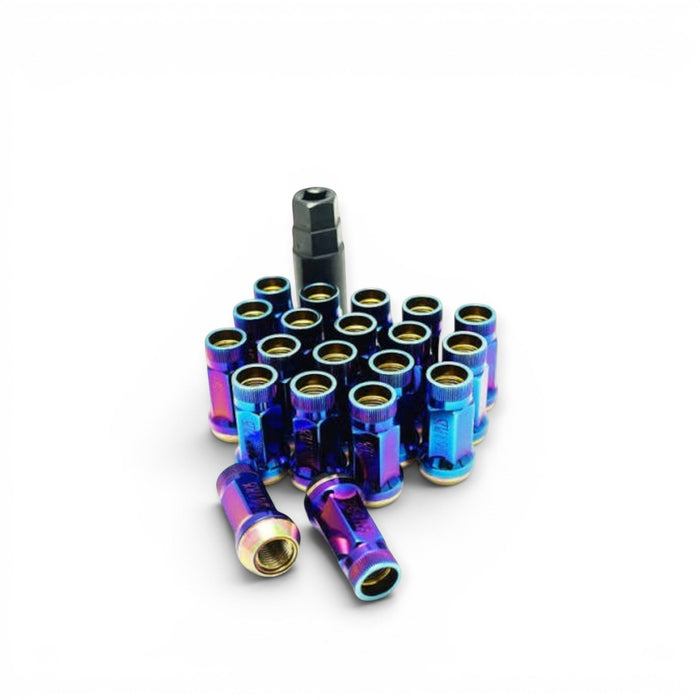 Wheel Mate Muteki SR48 Open End Lug Nuts - Burning Blue Neon 12x1.50 48mm - Lunaticsco