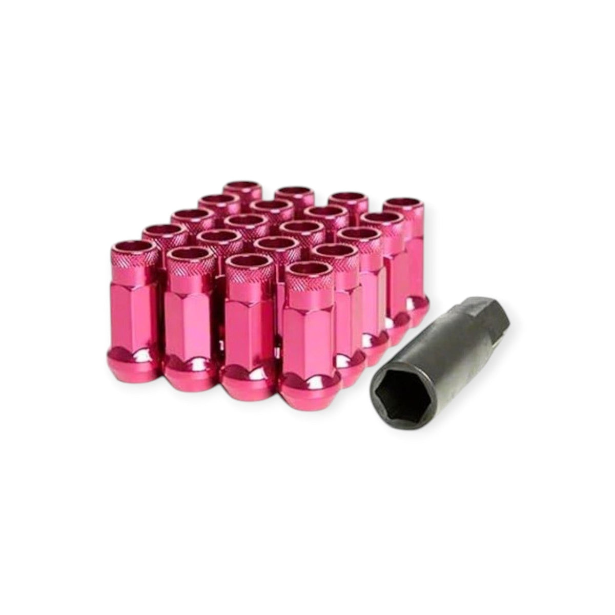 Muteki SR48 Black Chrome Open End Lug Nuts Set - 12x1.5, 4 Wheel Lock Set, Acorn Spline Drive
