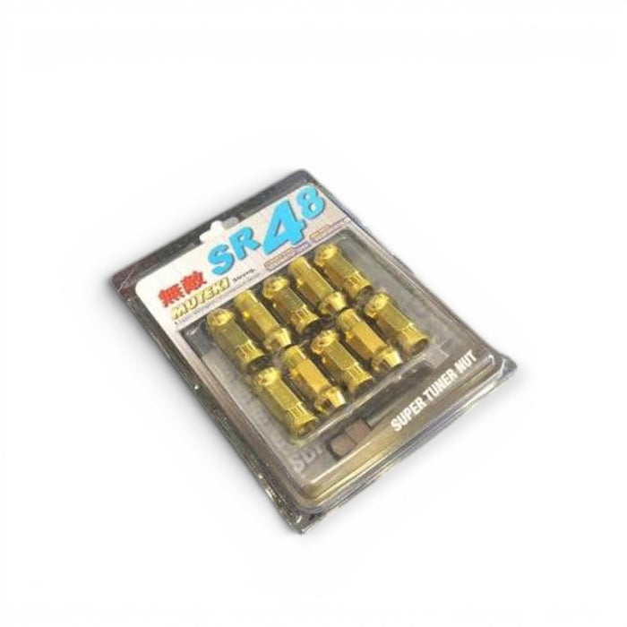 Wheel Mate Muteki SR48 Open End Lug Nuts - Yellow Chrome 12x1.50 48mm - Lunaticsco