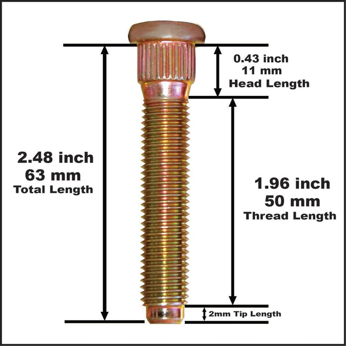 50mm Long Extended Wheel Studs Bolts M12x1.5x50 10 Lexus IS300 - Lunatics